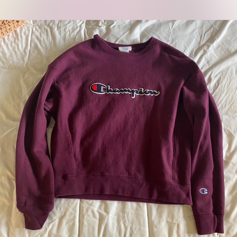 Vintage Champion Plum Crewneck Sweater Classic Style